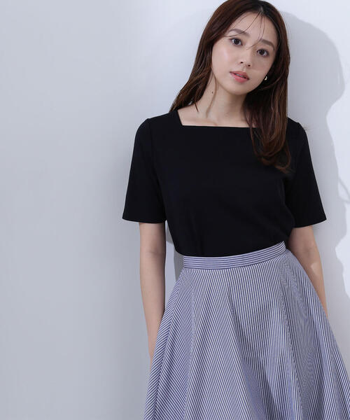 NATURAL BEAUTY BASIC(ナチュラルビューティーベーシック)の「◇ベーシックTシャツシリーズ スクエアネック(Tシャツ/カットソー・レディース・オフホワイト/グレー/ブラック・FREE)」の8枚目の写真