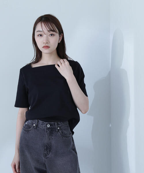 NATURAL BEAUTY BASIC(ナチュラルビューティーベーシック)の「◇ベーシックTシャツシリーズ スクエアネック(Tシャツ/カットソー・レディース・オフホワイト/グレー/ブラック・FREE)」の10枚目の写真