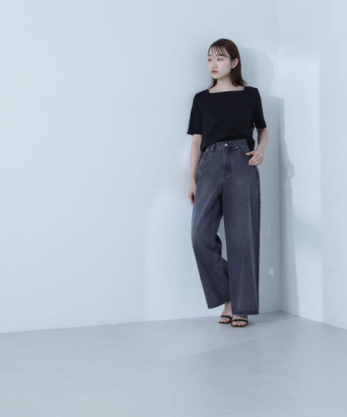 NATURAL BEAUTY BASIC(ナチュラルビューティーベーシック)の「◇ベーシックTシャツシリーズ スクエアネック(Tシャツ/カットソー・レディース・オフホワイト/グレー/ブラック・FREE)」の11枚目の写真