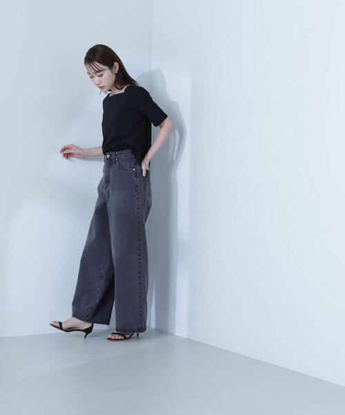 NATURAL BEAUTY BASIC(ナチュラルビューティーベーシック)の「◇ベーシックTシャツシリーズ スクエアネック(Tシャツ/カットソー・レディース・オフホワイト/グレー/ブラック・FREE)」の13枚目の写真