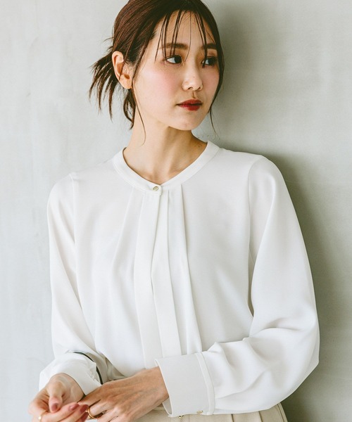 GLOBAL WORK（グローバルワーク）の「キレイつづく2WAYタックブラウス/147533（シャツ/ブラウス・レディース・ピンク/オフホワイト/ネイビー/ストライプ/サックスブルー系1・SMALL/MEDIUM/LARGE）」の11枚目の写真