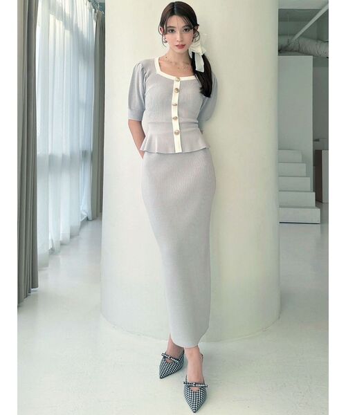 RESEXXY（リゼクシー）の「バイカラーペプラムニットトップス【セットアップ着用可能】（ニット/セーター・レディース・オレンジ/ブルー/ブラック・FREE）」の5枚目の写真