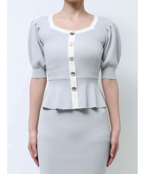 RESEXXY（リゼクシー）の「バイカラーペプラムニットトップス【セットアップ着用可能】（ニット/セーター・レディース・オレンジ/ブルー/ブラック・FREE）」の7枚目の写真