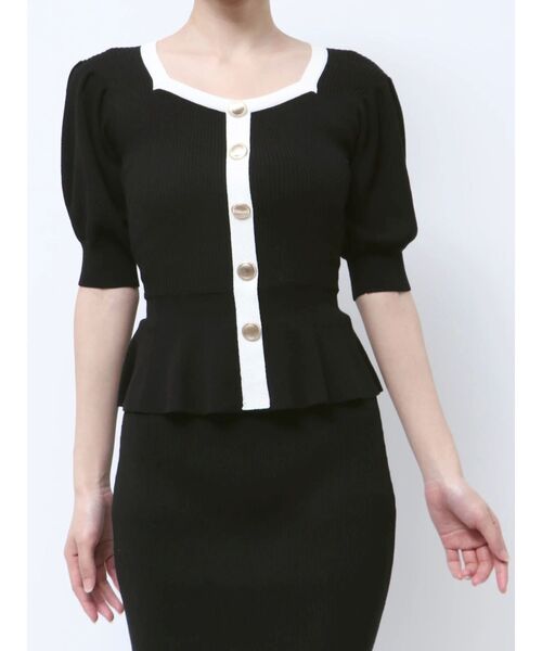 RESEXXY（リゼクシー）の「バイカラーペプラムニットトップス【セットアップ着用可能】（ニット/セーター・レディース・オレンジ/ブルー/ブラック・FREE）」の19枚目の写真