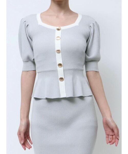 RESEXXY（リゼクシー）の「バイカラーペプラムニットトップス【セットアップ着用可能】（ニット/セーター・レディース・オレンジ/ブルー/ブラック・FREE）」の21枚目の写真