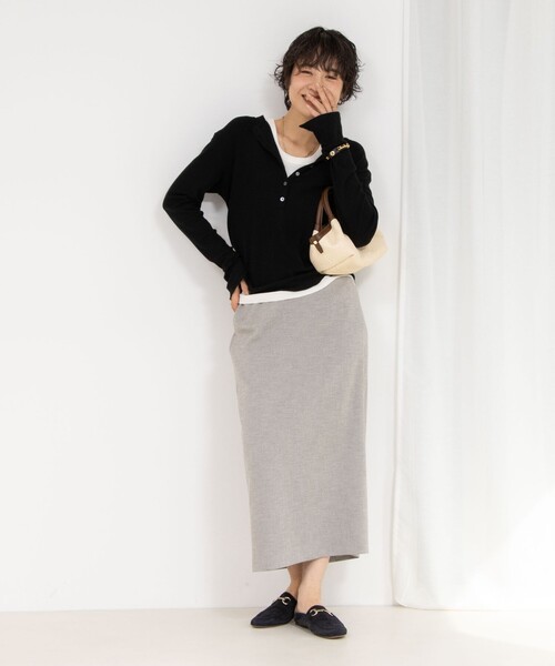 Rie Miller（リエミラー）の「《セットアップ対応》リネンライクタイトスカート（スカート・レディース・ライトグレー/ベージュ・36/38）」の11枚目の写真