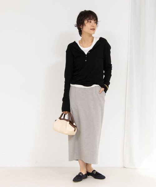 Rie Miller（リエミラー）の「《セットアップ対応》リネンライクタイトスカート（スカート・レディース・ライトグレー/ベージュ・36/38）」の13枚目の写真