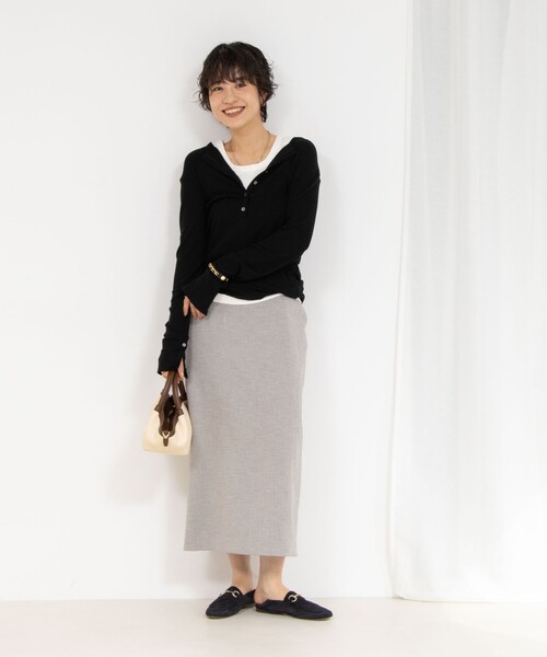 Rie Miller（リエミラー）の「《セットアップ対応》リネンライクタイトスカート（スカート・レディース・ライトグレー/ベージュ・36/38）」の15枚目の写真