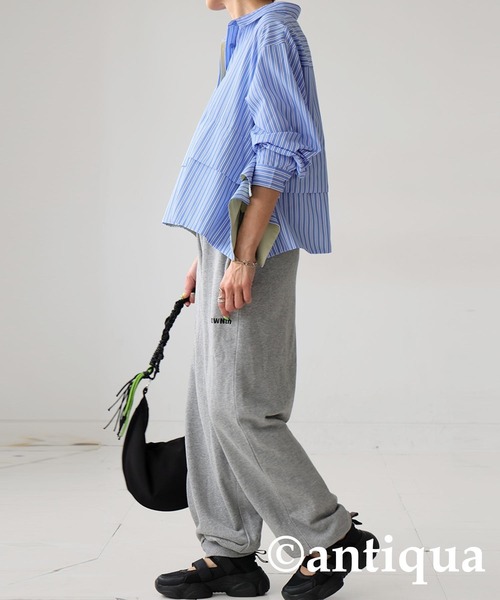 antiqua(アンティカ)の「異素材レイヤード風シャツ(シャツ/ブラウス・レディース・ブラック/ブルー・ONESIZE)」の8枚目の写真