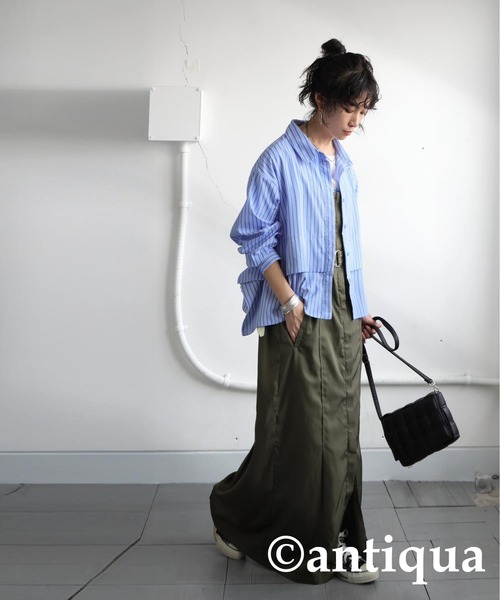 antiqua(アンティカ)の「異素材レイヤード風シャツ(シャツ/ブラウス・レディース・ブラック/ブルー・ONESIZE)」の11枚目の写真