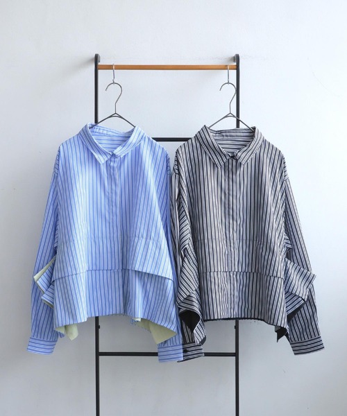 antiqua(アンティカ)の「異素材レイヤード風シャツ(シャツ/ブラウス・レディース・ブラック/ブルー・ONESIZE)」の12枚目の写真