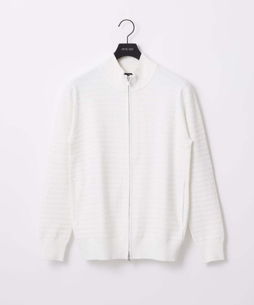 MICHEL KLEIN HOMME (ミッシェルクランオム)の「クラシカルニットZIPアップカーディガン(カーディガン/ボレロ・メンズ・ホワイト/ブラック・MEDIUM/LARGE/X-LARGE)」の1枚目の写真
