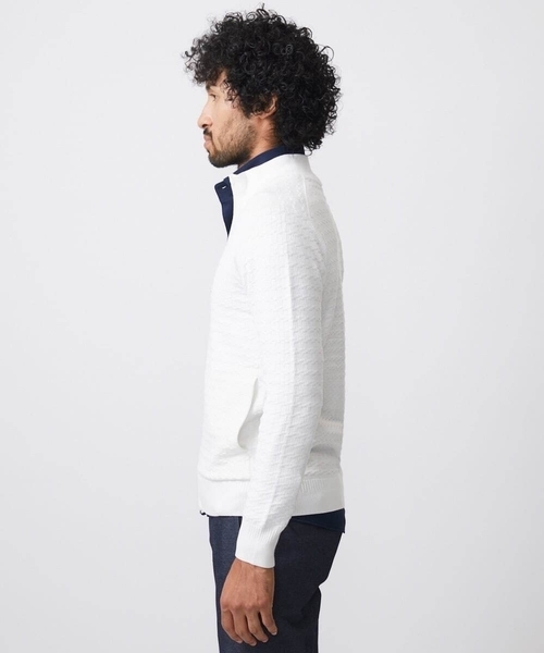 MICHEL KLEIN HOMME (ミッシェルクランオム)の「クラシカルニットZIPアップカーディガン(カーディガン/ボレロ・メンズ・ホワイト/ブラック・MEDIUM/LARGE/X-LARGE)」の6枚目の写真