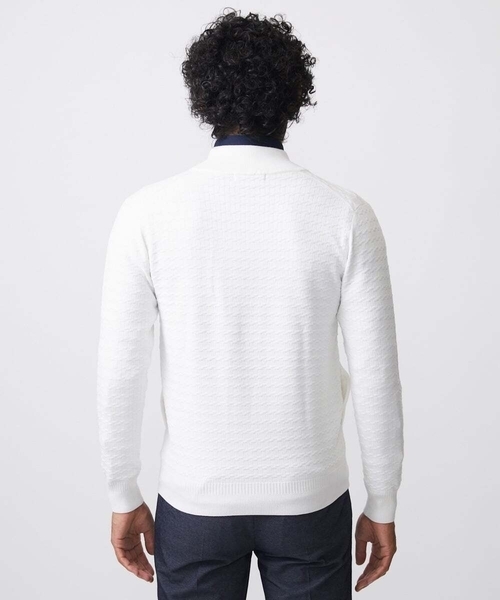 MICHEL KLEIN HOMME (ミッシェルクランオム)の「クラシカルニットZIPアップカーディガン(カーディガン/ボレロ・メンズ・ホワイト/ブラック・MEDIUM/LARGE/X-LARGE)」の7枚目の写真
