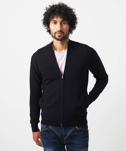 MICHEL KLEIN HOMME (ミッシェルクランオム)の「クラシカルニットZIPアップカーディガン(カーディガン/ボレロ・メンズ・ホワイト/ブラック・MEDIUM/LARGE/X-LARGE)」の16枚目の写真