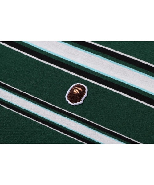 【A BATHING APE】ONE POINT STRIPE LS TEE /ロングTシャツ A BATHING APE® Ape Head One Point Stripe Ls Tee | Bape