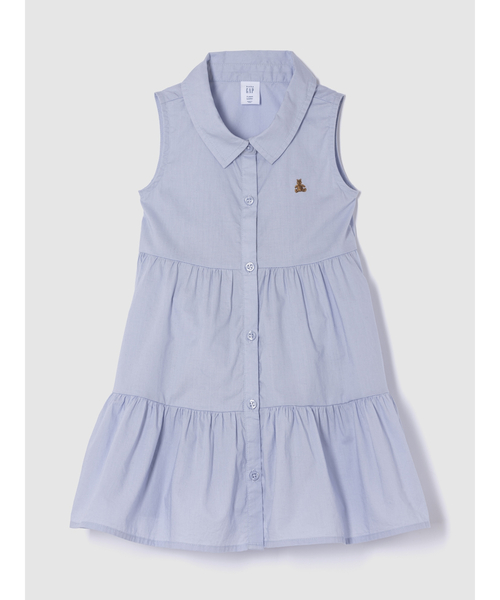 GAP（ギャップ）の「ティアード シャツワンピース (幼児・ベビー)（ワンピース・キッズ・オフホワイト/ブルー・80ｃｍ/90cm/95cm/110cm/100cm/70cm/105cm）」の2枚目の写真
