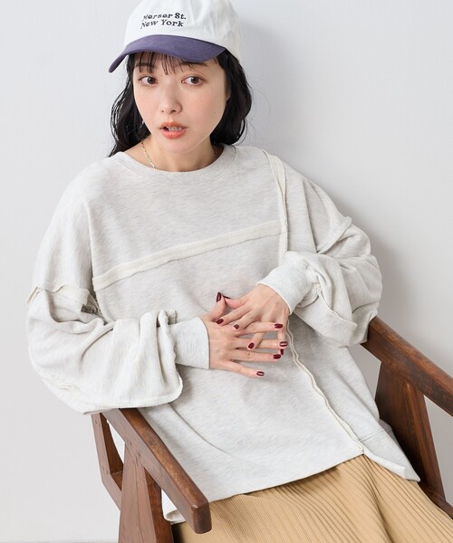 FREAK'S STORE(フリークスストア)の「リメイク風 カットオフスウェット(スウェット・レディース・グレー/チャコールグレー/ナチュラル・フリ-)」の7枚目の写真