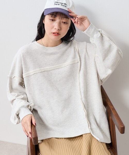 FREAK'S STORE(フリークスストア)の「リメイク風 カットオフスウェット(スウェット・レディース・グレー/チャコールグレー/ナチュラル・フリ-)」の8枚目の写真