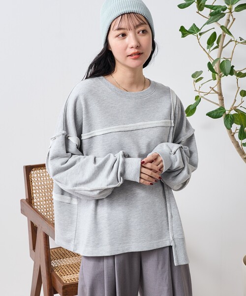 FREAK'S STORE(フリークスストア)の「リメイク風 カットオフスウェット(スウェット・レディース・グレー/チャコールグレー/ナチュラル・フリ-)」の16枚目の写真