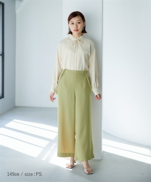 Petitjo（プッチージョ）の「小さいサイズ　ハイウエストワイドサロペット　低身長さん・小柄女性（つなぎ/オールインワン・レディース・ライトカーキ/ブラウン/ブラック・PS/PM/PL/PSS）」の4枚目の写真