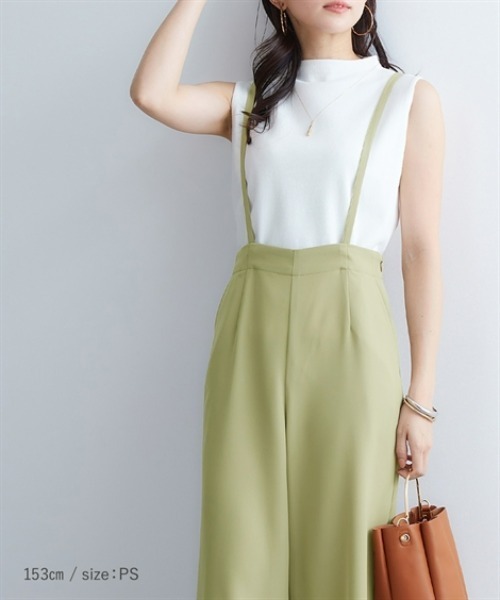 Petitjo（プッチージョ）の「小さいサイズ　ハイウエストワイドサロペット　低身長さん・小柄女性（つなぎ/オールインワン・レディース・ライトカーキ/ブラウン/ブラック・PS/PM/PL/PSS）」の8枚目の写真