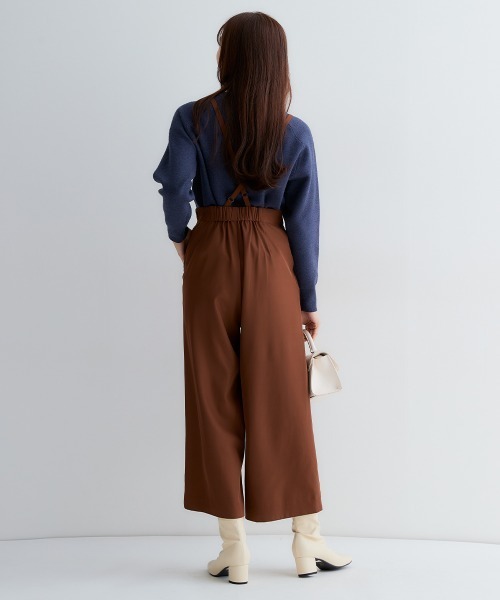 Petitjo（プッチージョ）の「小さいサイズ　ハイウエストワイドサロペット　低身長さん・小柄女性（つなぎ/オールインワン・レディース・ライトカーキ/ブラウン/ブラック・PS/PM/PL/PSS）」の18枚目の写真