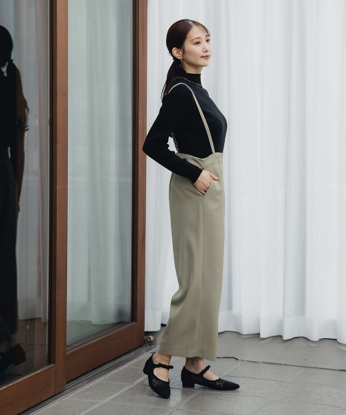 小さいサイズ ハイウエストワイドサロペット 低身長さん・小柄女性