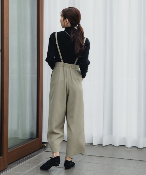 Petitjo（プッチージョ）の「小さいサイズ　ハイウエストワイドサロペット　低身長さん・小柄女性（つなぎ/オールインワン・レディース・ライトカーキ/ブラウン/ブラック・PS/PM/PL/PSS）」の15枚目の写真