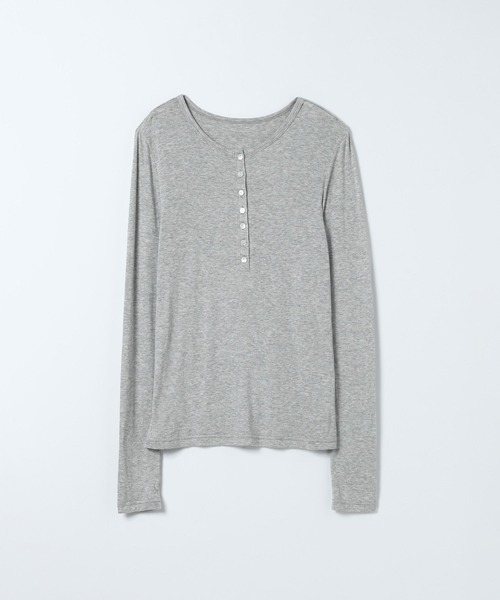 JEANASIS(ジーナシス)の「セミシアーリブヘンリー LS/326122(Tシャツ/カットソー・レディース・ホワイト/ピンク/ブラック/グレー・FREE)」の3枚目の写真