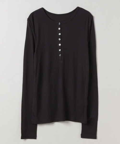 JEANASIS(ジーナシス)の「セミシアーリブヘンリー LS/326122(Tシャツ/カットソー・レディース・ホワイト/ピンク/ブラック/グレー・FREE)」の2枚目の写真