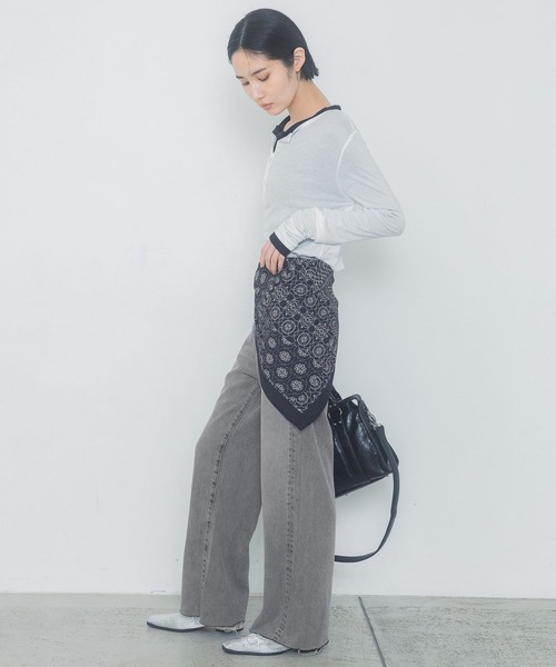 JEANASIS(ジーナシス)の「セミシアーリブヘンリー LS/326122(Tシャツ/カットソー・レディース・ホワイト/ピンク/ブラック/グレー・FREE)」の11枚目の写真