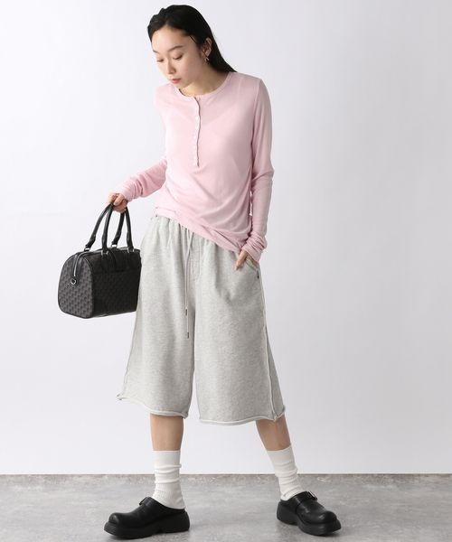 JEANASIS(ジーナシス)の「セミシアーリブヘンリー LS/326122(Tシャツ/カットソー・レディース・ホワイト/ピンク/ブラック/グレー・FREE)」の6枚目の写真