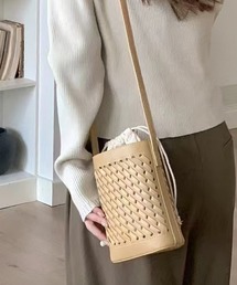 メッシュ編みバケツ型ミニショルダーバッグ
