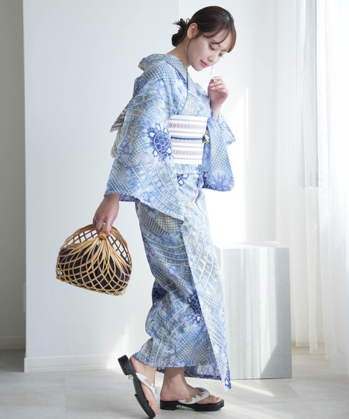 utatane（ウタタネ）の「有松絞り浴衣3点セット utatane 淡藤色に遊ぶ
