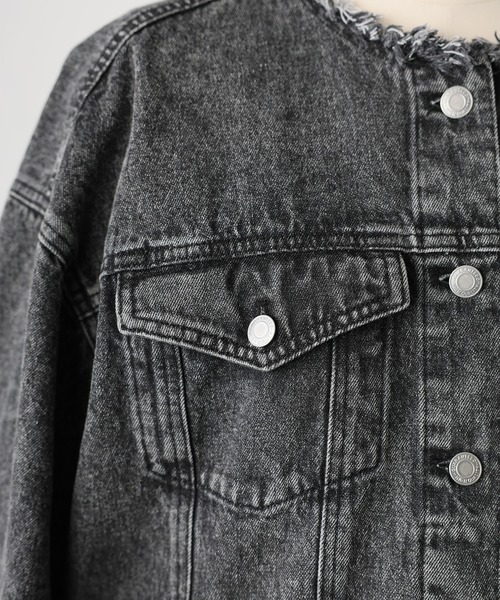 Floran(フローラン)の「ボリュームスリーブノーカラーデニムジャケット(デニムジャケット・レディース・ブルー/ブラック/ライトブルー・MEDIUM)」の22枚目の写真