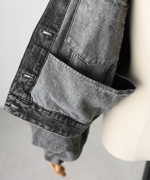 Floran(フローラン)の「ボリュームスリーブノーカラーデニムジャケット(デニムジャケット・レディース・ブルー/ブラック/ライトブルー・MEDIUM)」の17枚目の写真