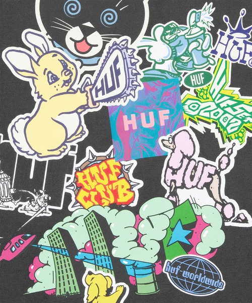 HUF（ハフ）の「STICKER TEE / HUF ハフ プリント Tシャツ 半袖（Tシャツ/カットソー・メンズ・ブラック/ホワイト/ライトブルー・LARGE/MEDIUM/X-SMALL/SMALL/XX-LARGE/X-LARGE）」の11枚目の写真
