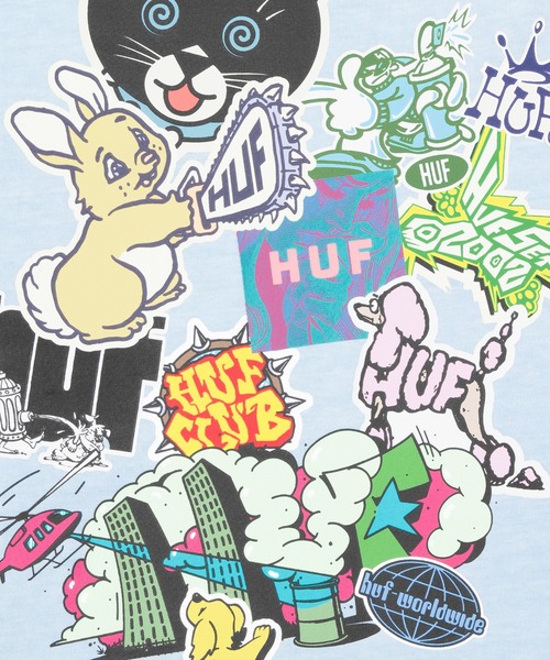 HUF（ハフ）の「STICKER TEE / HUF ハフ プリント Tシャツ 半袖（Tシャツ/カットソー・メンズ・ブラック/ホワイト/ライトブルー・LARGE/MEDIUM/X-SMALL/SMALL/XX-LARGE/X-LARGE）」の14枚目の写真