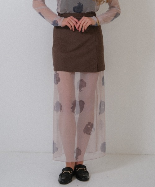 HONEY MI HONEY（ハニーミーハニー）の「rose pattern tulle skirt（スカート・レディース・グレー系その他/ベージュ/ブラック・FREE）」の3枚目の写真