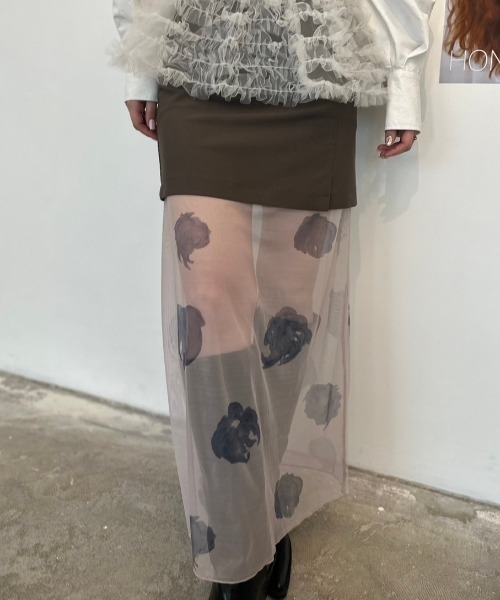 HONEY MI HONEY（ハニーミーハニー）の「rose pattern tulle skirt（スカート・レディース・グレー系その他/ベージュ/ブラック・FREE）」の17枚目の写真