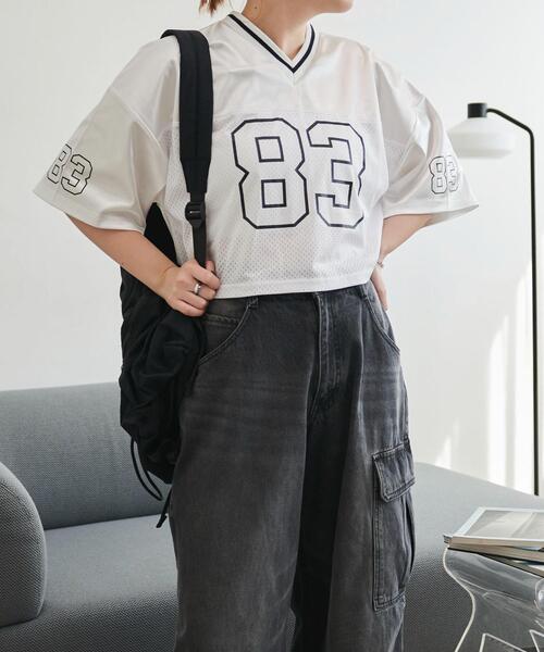 WEGO(ウィゴー)の「WEGO/【25年春夏新作】ゲームナンバリングサテンショートT(Tシャツ/カットソー・レディース・ブラック/ライトグレー/ホワイト・FREE)」の11枚目の写真