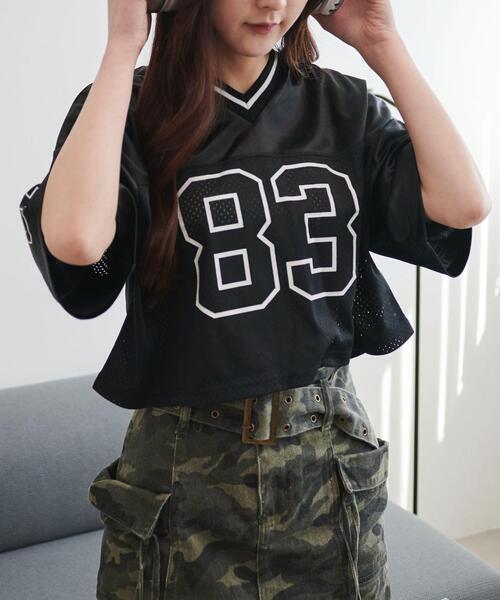 WEGO(ウィゴー)の「WEGO/【25年春夏新作】ゲームナンバリングサテンショートT(Tシャツ/カットソー・レディース・ブラック/ライトグレー/ホワイト・FREE)」の15枚目の写真
