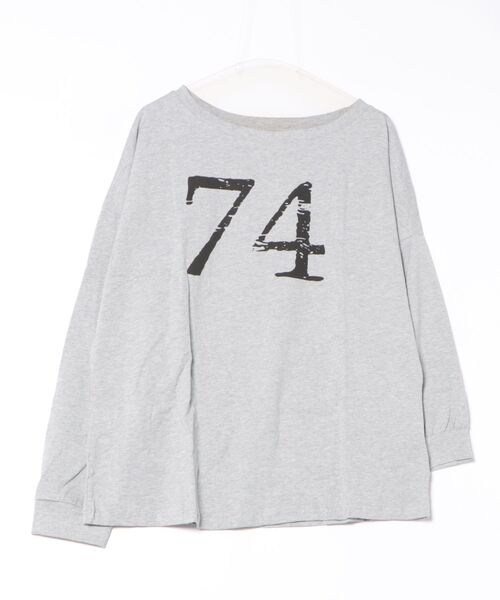 THE HITSS(ヒッツ)の「BIGロゴ ナンバリング プリント 前後2WAY ワンショルダー ロングTシャツ(Tシャツ/カットソー・レディース・グレー/ワイン・FREE)」の13枚目の写真