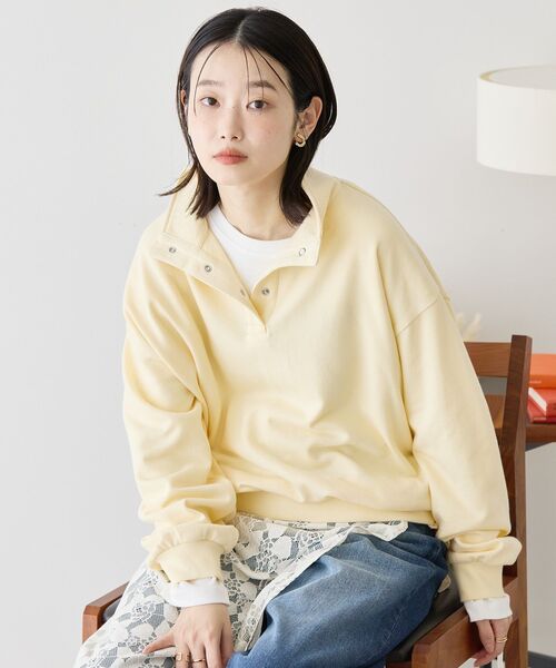 セール】襟付き刺繍入りミニ裏毛プルオーバー（スウェット