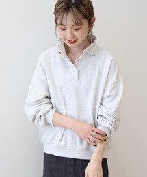 襟付き刺繍入りミニ裏毛プルオーバー