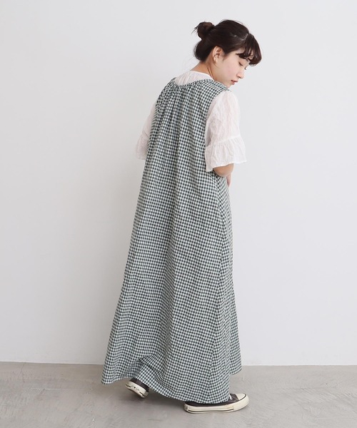 l'atelier du savon ノースリーブワンピース ひざ丈ワンピース l'atelier du savon（アトリエドサボン）の「プリーツタック