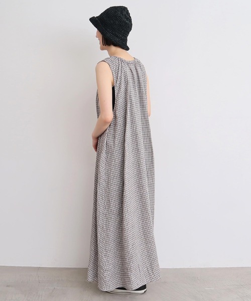 麻のしぼるリボン ノースリワンピース（ワンピース）｜l'atelier