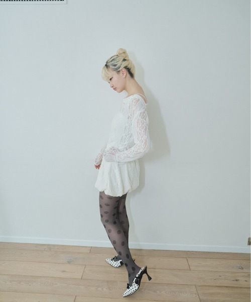 Smyeon(スミョン)の「Lace sheer tops/レースシアープトップス(Tシャツ/カットソー・レディース・ホワイト・FREE)」の4枚目の写真