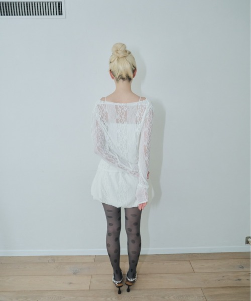 Smyeon(スミョン)の「Lace sheer tops/レースシアープトップス(Tシャツ/カットソー・レディース・ホワイト・FREE)」の5枚目の写真